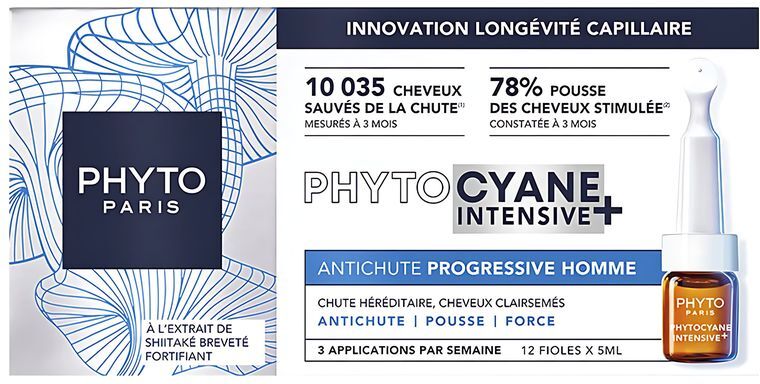 PHYTO cyane Intensive+ Antichute Progressive Homme 12 FIALE DA 5 ML