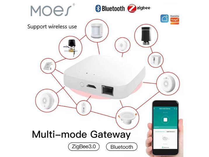 MOES Tuya passerelle multimode intelligente ZigBee 3.0 WiFi Bluetooth Mesh Hub fonctionne avec l'application Smart Life commande vocale Alexa Google Home