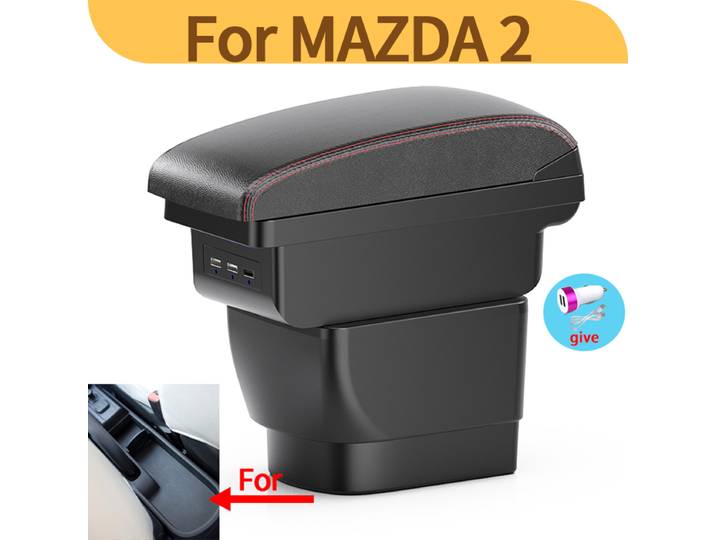 Accoudoir pour MAZDA 2, boîte de rangement pour accoudoir de voiture MAZDA 2 Demio, pièces de rénovation, boîte de rangement, accessoires de voiture, pièces d'intérieur, détails avec USB
