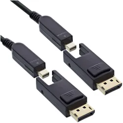 InLine DisplayPort 1.4 AOC Kabel, 8K4K, DisplayPort Stecker abnehmbar, 20m (20 m), Videokabel, Schwarz