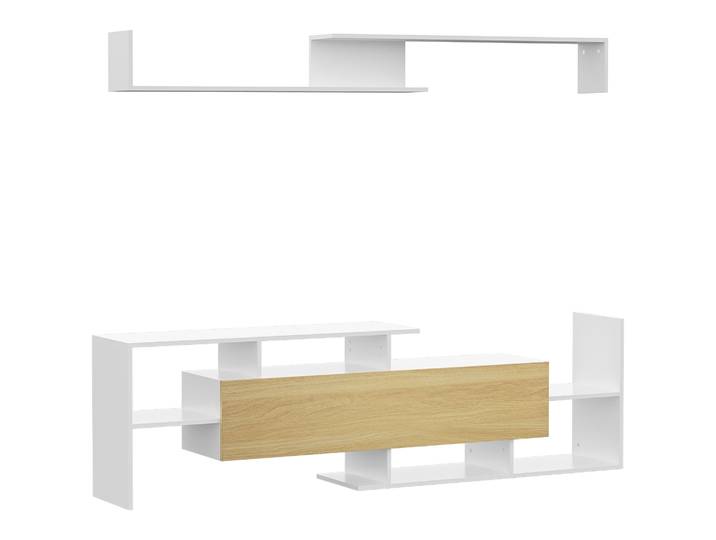 HOMCOM meuble TV de salon avec table 153,6x25x42 cm étagère 150x14,5x16,3 cm