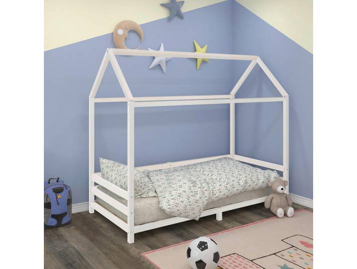 Mid.you Hausbett Edinburg, Weiß, Holz, Kiefer, Holz, 90x200 cm, Kinderzimmer & Jugendzimmer, Kindermöbel, Kinderbetten, Hausbetten