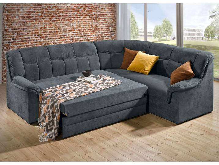 Polsterecke mit Bettfunktion, dunkelgrau, 250x205 cm, Funktion links