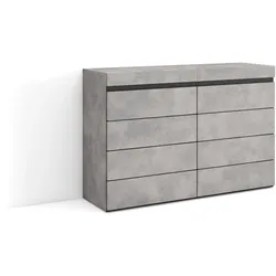 KOMMODE mit Schubladen, Sideboard Schrank, zementgrau, 114/35/75cm