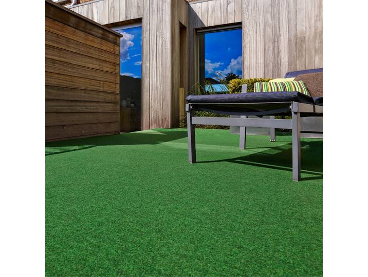 Kunstrasen ANDIAMO Field, Gesamthöhe ca. 4 mm , grün, B:200cm L:250cm, Nadelfilz, Polyester, Teppiche, Kunstrasen, für Balkon & Terrasse, mit Drainage-Noppen, Nadelfilz-Optik