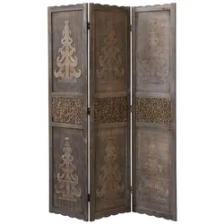 Décoshop26 - Hochwertiger brauner dreiteiliger Paravent aus Holz 170 x 120 cm PAR06077