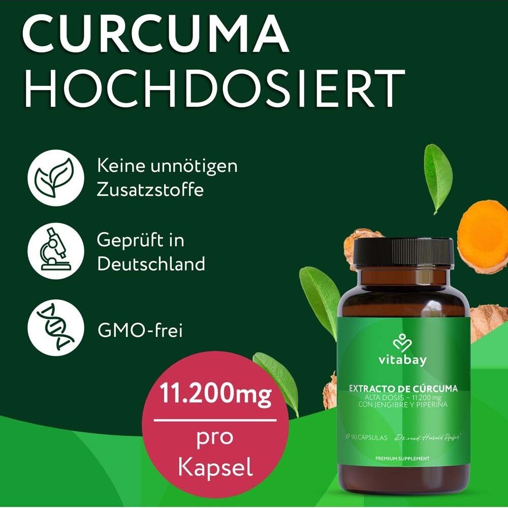 Vitabay Curcuma Extrakt 95% Curcuminoid+Piperin+Ingwer Kps 90 St Kapseln