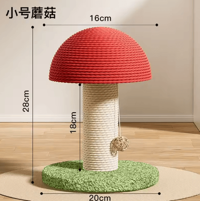 Inspire Picks Garden Guard Mushroom & Carrot Cat Scratching Post With Hemp Rope pink