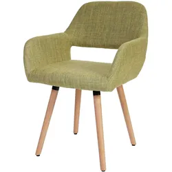 Décoshop26 - Esszimmer-/Büro-/Besucherstuhl im Retro-Design ohne Rollen hellgrüner Stoff Metallgestell 04_0002153