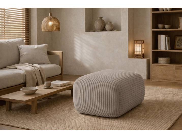 Kaiser Möbel Pouf Sitzpouf für Wohnzimmer, Cordstoff Poso, BIS, zusätzliche Sitzgelegenheit Fußhocker zum Sofa oder Ecksofa
