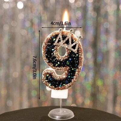 Uplifted Goods Black Diamond Crown Digital Birthday Candle 9