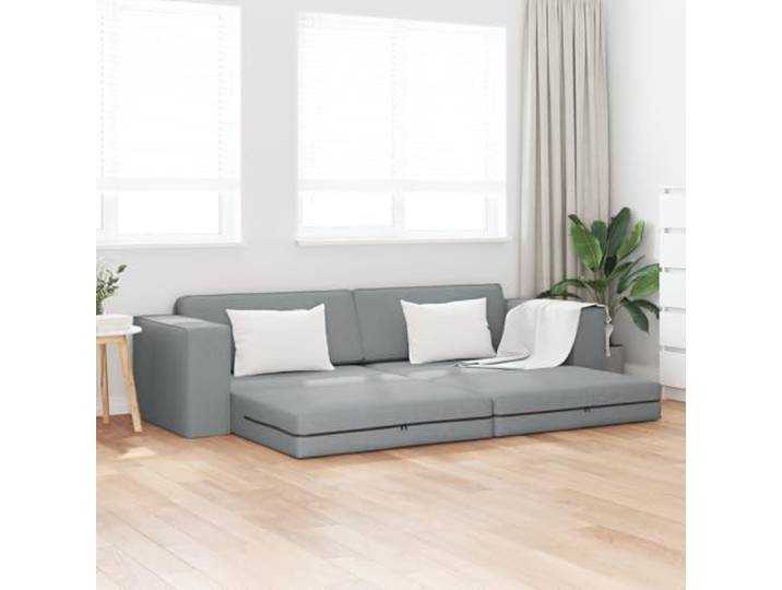 HEFZGDB Boden Schlafsofa 2-in-1 Hellgrau 245x150x60.5 cm Stoff Sofabett Tagesbett Gästebett Umbaumöbel Wohnzimmer Lounge Sitzgelegenheit Schlafmöglichkeit
