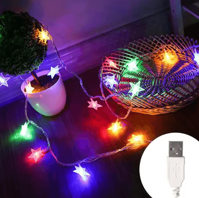 Inspire Curations LED Star Fairy String Lights Outdoor Decorative Garland Lights multicolor Usb 1.5m 10 Led
