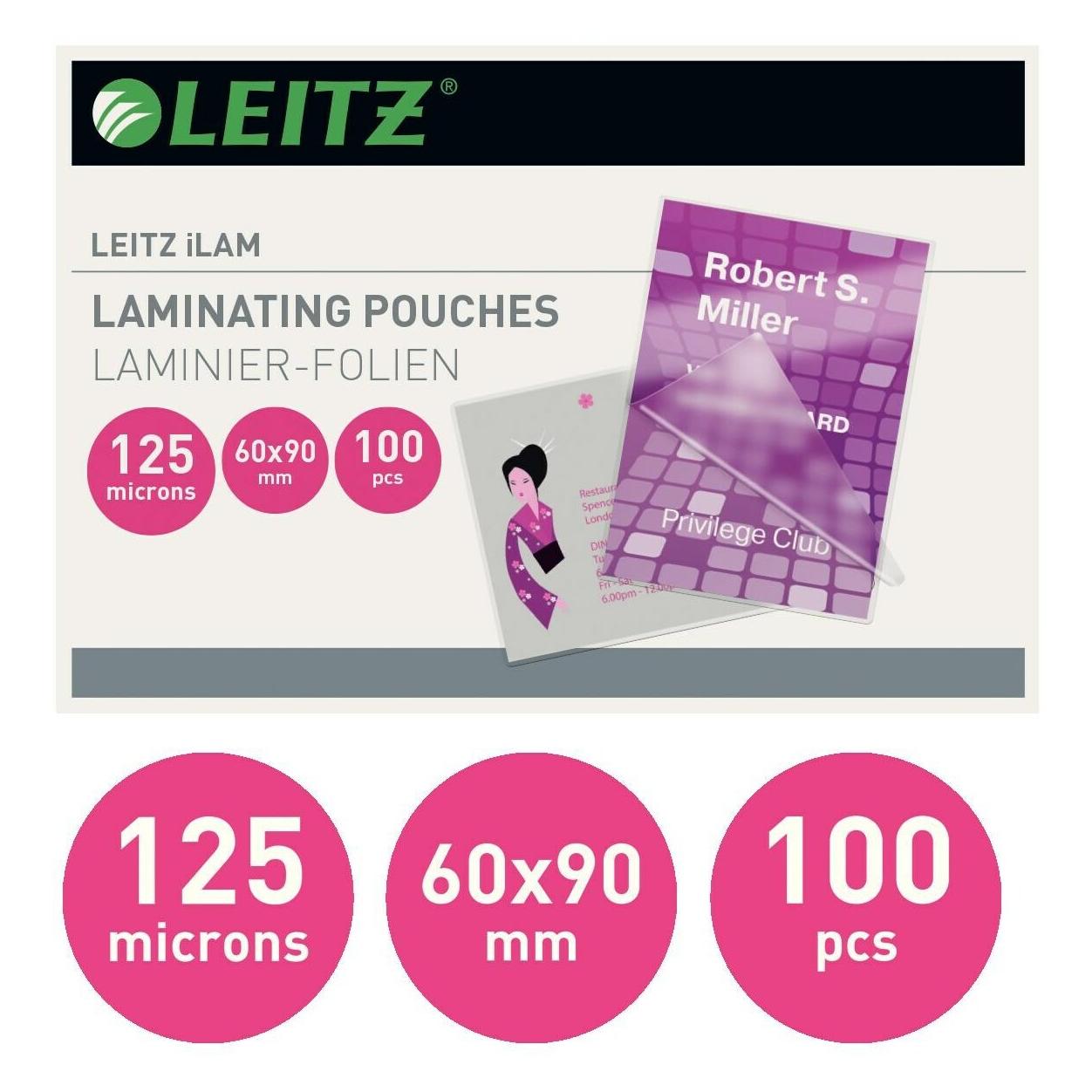 Leitz Laminier-Folientasche 60x90mm (60 x 90 mm, 100 Stk., 125 µm) (7369-00-02)