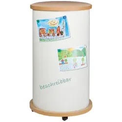 Mobile Litfaßäule mit Whiteboardoberfläche, Schultafelstahl, weiß