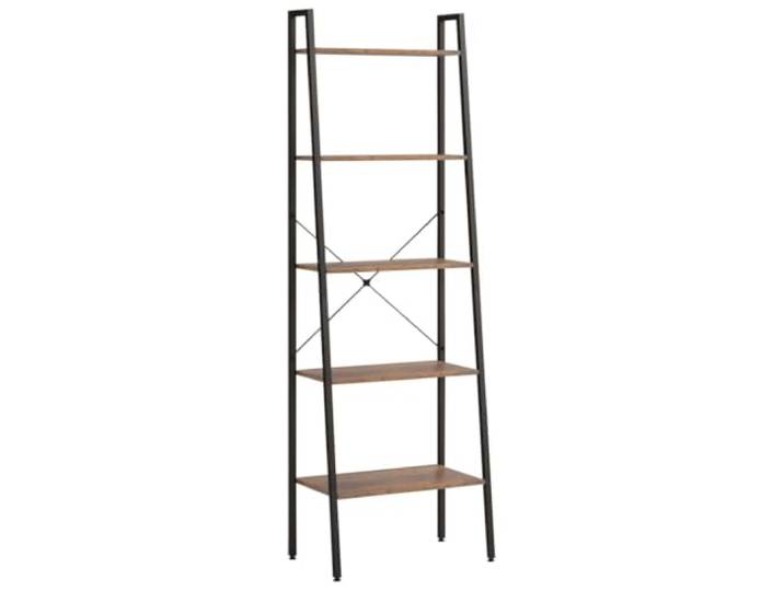 KGHERMDF Standregal mit 5 Böden Dunkelbraun Schwarz 56x35x174 cm Robuste Stahlkonstruktion, viel Stauraum für Bücher und Pflanzen, für Wohnzimmer und Büro