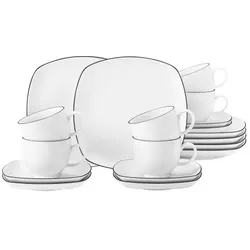 Seltmann Weiden Lido Black Line Kaffeeservice 18tlg. eckig
