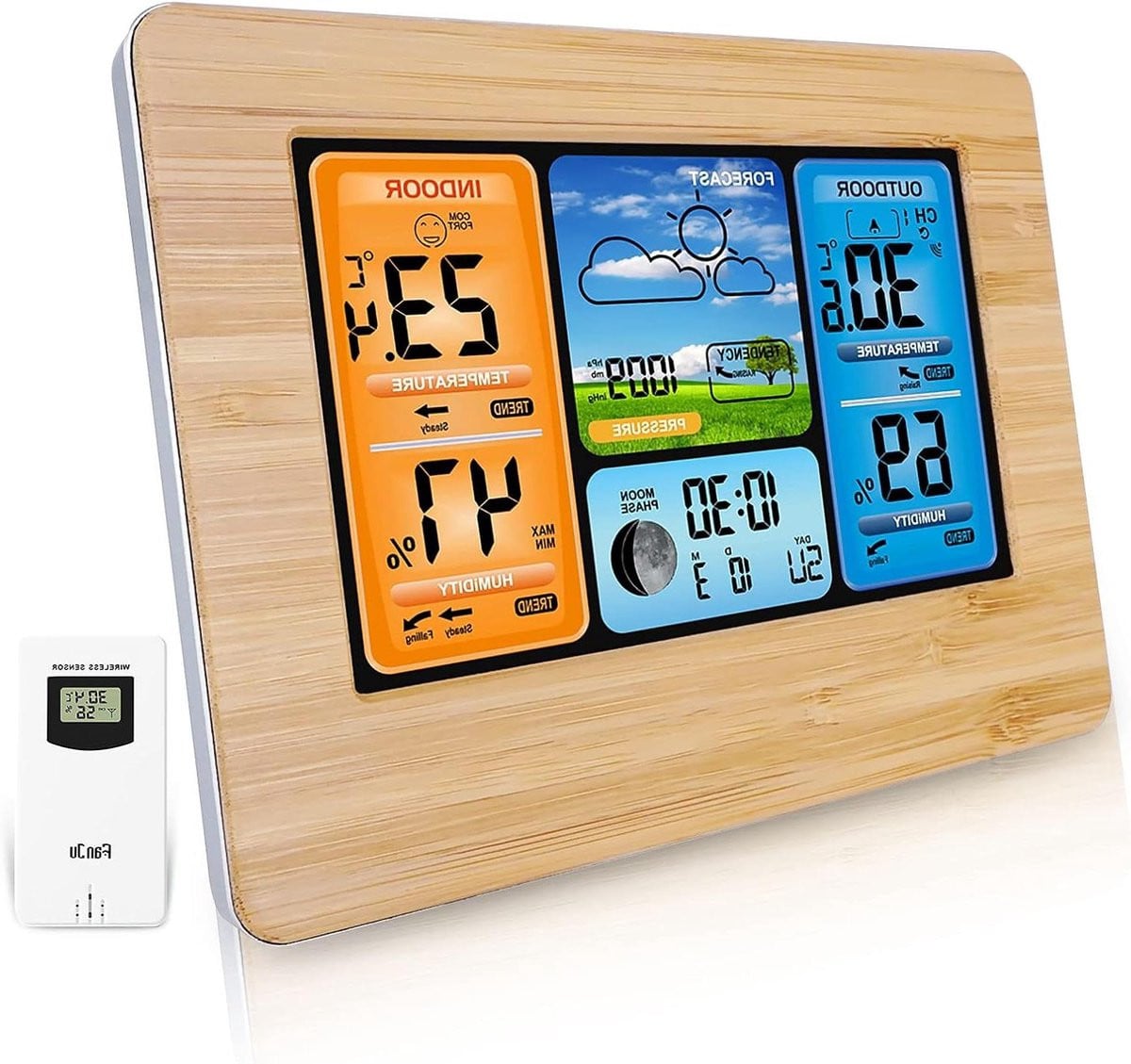 Draadloos Weerstation met Digitale Thermometer en 24-uurs Kleurenvoorspelling - Zwart