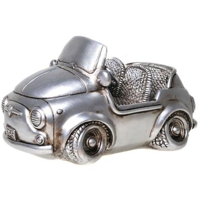 Spardose AMBIENTE HAUS "Cabrio, silberfarben", silber (altsilberfarben), B:16cm H:9cm T:10cm, Kautschuk, Spardosen, Sparschwein, Retro-Design, ideales Geschenk