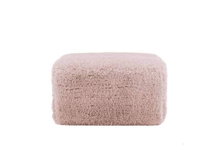 Modenuit Ottoman rose en tissu peluche pouf sans cadre 80 x 75 x 42 cm mousse 32D