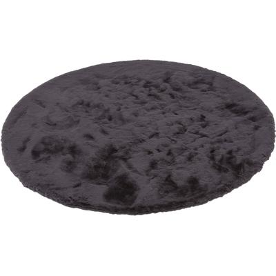 Fellteppich "Tender" Gr. 9, grau (anthrazit), H:26mm Ø:120cm, Kunstfaser, SCHÖNER WOHNEN-KOLLEKTION, Teppiche, Fellteppich, besonders weich durch Microfaser, Kunstfell, waschbar, Wohnzimmer