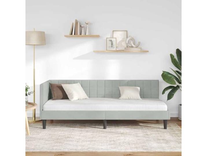 KTHLBRH Eck-Bettrahmen hellgrau 80 x 200 cm Platzsparendes Design, verstellbares Kopfteil, Basis aus Sperrholz, Verwendung als Sofa