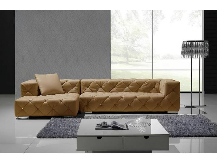 Xlmoebel Ecksofa Leder-Wohnlandschaft im Chesterfield-Stil in L-Form, Ecksofa, Hergestellt in Europa