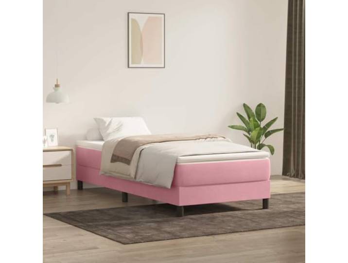 RJPLMFV Lattenrost mit Matratze, Velours, Rosa, 80 x 220 cm Individuelle Taschenfedern, abnehmbarer Bezug, waschbar, individuelle Unterstützung