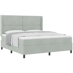 vidaXL, Boxspringbett, Boxspringbett Mit Matratze Samt Hellgrau (180 x 200 cm)