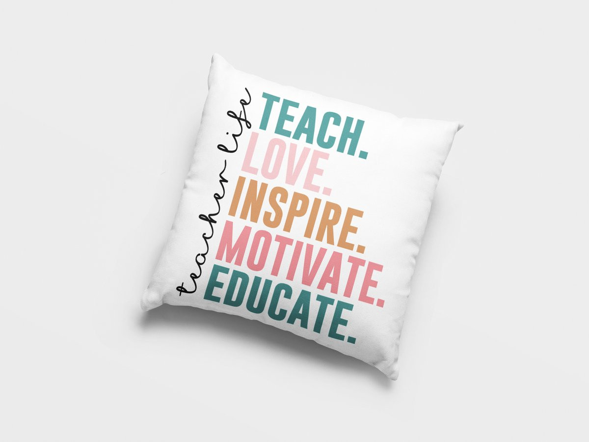 Sierkussen Leraar Leven Leer Liefde Inspireer Motiveer Onderwijs Decoratie voor Docenten