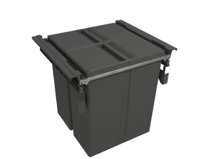 Mülltrennsystem LINEA 560 für 60 cm Spülenunterschrank - Mülleimer Küche Unterschrank (2x 40L), Abfalleimer Küche, Mülleimer 2 Fächer, Einbaumülleimer, Doppelmülleimer, Anthrazit