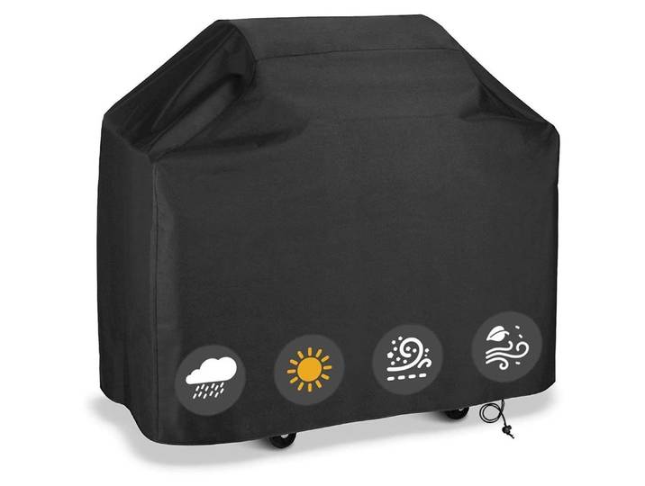 Grillabdeckung Wetterfest Oxford 147x61x117cm Schwarz
