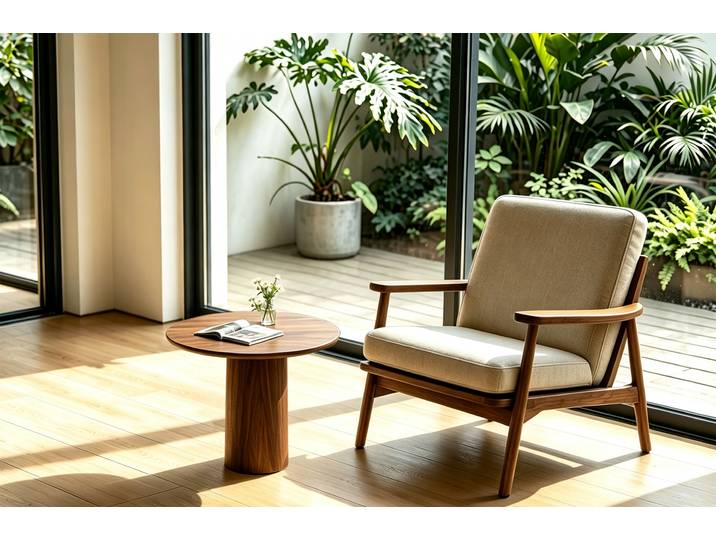 Table basse en placage ITOKO ronde Ø 50cm Bois/Marron/Placage noyer véritable