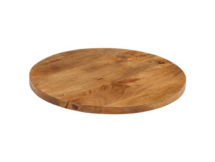 KGHFDVB Tischplatte rund 60 x 3,8 cm aus massivem Mangoholz Eichen-Optik runde Tischplatte 60 cm Durchmesser, 3, 8 cm Stärke, für Esstische und Gastronomie, 1