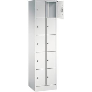 CP-Möbel Schließfachschrank Serie 8070, lichtgrau, 10 Fächer, Stahl, 46 x 195cm, mit Zylinderschloss
