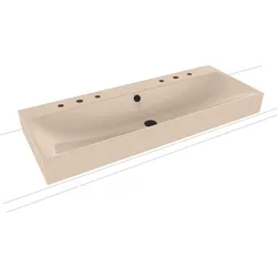 Kaldewei SILENIO Aufsatz-Doppelwaschtisch, 1200x460 mm, Randhöhe 120 mm, Farbe bahamabeige, Perl-Effekt, Antidröhnen, 2x3er Hahnlochbohrung mit Überlauf