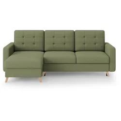 ECKSCHLAFSOFA Vinci mit universelle Ottomane, Grün