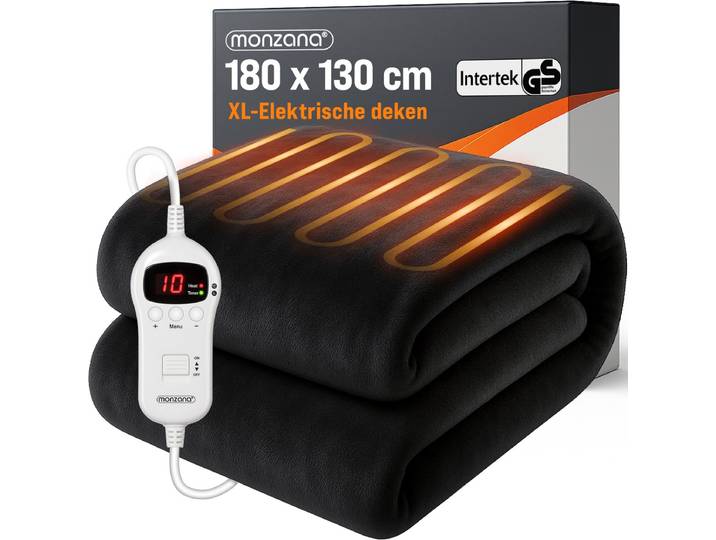 Monzana Warmtedeken - 180x130cm 10 Verwarmingsniveaus Timer - Antraciet