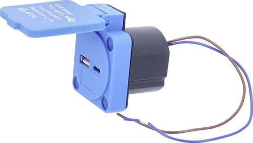 AS Schwabe 45091 USB-Ladesteckdose mit USB-C, mit USB-Ladeausgang IP54 Blau