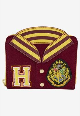 Women's Loungefly X Harry Potter Wallet Zip Around Hogwarts Varsity Jacket by Harry Potter in Red