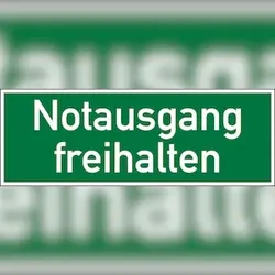 Rettungszeichen, Wortschild Notausgang freihalten, 105 x 300 mm, praxisbewährt - 300x105 mm Folie selbstklebend