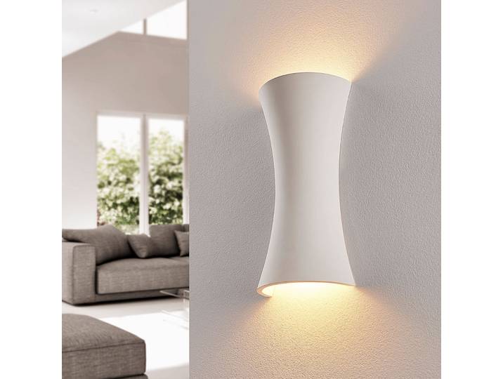 Edon Wandleuchte Cast White - Lindby - Schlafzimmer - Modern - Gips / Ton - Mehrflammig