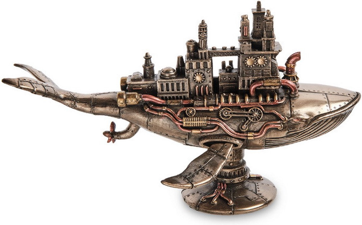 Veronese Design Steampunk Galactic Colony Walvis decoratie voor op tafel B/D/H: 29 x 16 x 17,5 cm