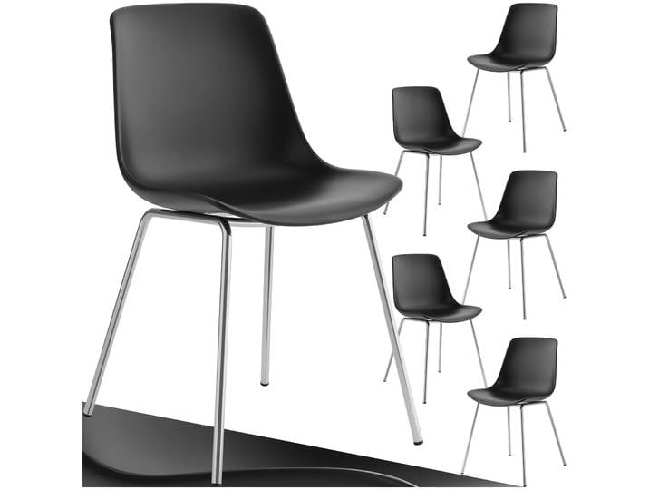Kunststoffstühle Mave, ergonomisch, 120 kg - schwarz/chrom, 6er Set