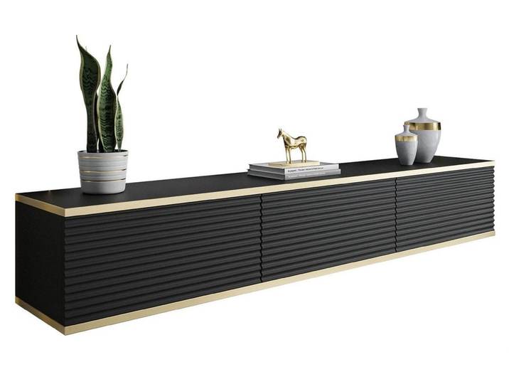 ALLHOUSE24 Lowboard hängender TV Schrank RIVERA 175 Breite geriffelte Fronten BERLIN (1x TV Schrank), Breite 175 cm