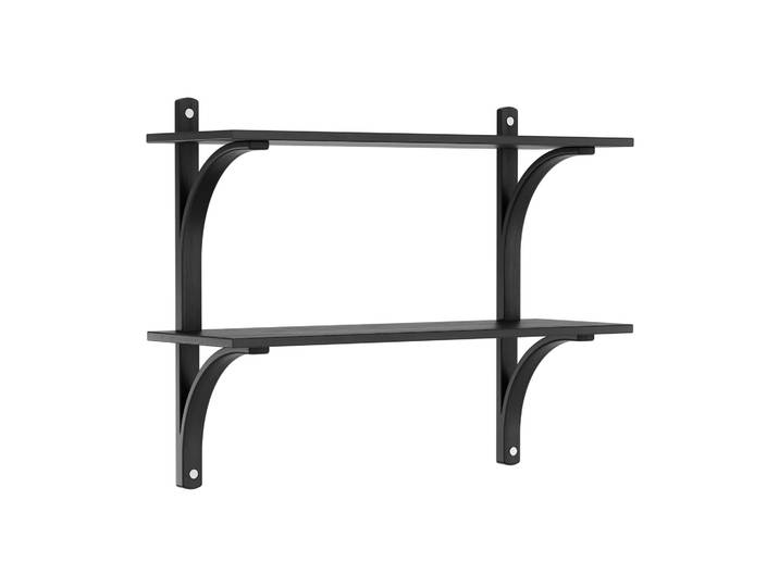 Swedese Levi Regal Schwarze Esche–Edelstahl, 2 Regalböden, 90 cm