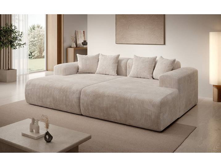 Designer Lounge-Sofa Shelly in Cord - Amber - Cord - Luxusbetten24
