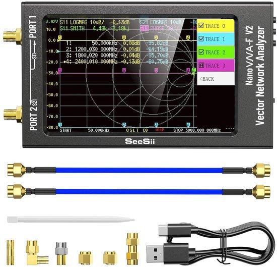 Vektornetzwerkanalysator und Antennenanalysator, 50 kHz - 3000 MHz, mit 4,3-Zoll-Display für S-Parameter-Messungen, SWR, Phasenmessung und Smith-Diagramm-Analyse