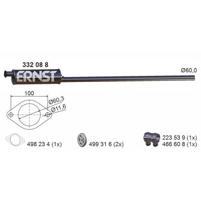 ERNST Mittelschalldämpfer 332088 für Ford