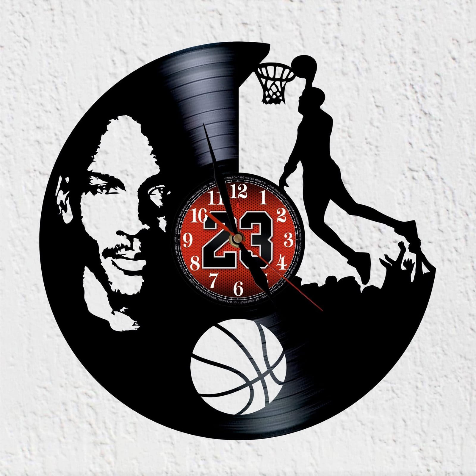 Omgoods Wandklok van Vinyl - De Beste Basketballer Aller Tijden - Analoog